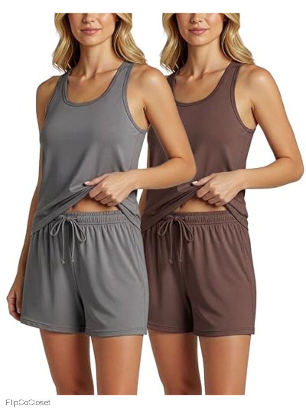 2 Pack Womens Pajama Sets Tank Top Shorts Sleepwear Lounge Set